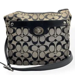 良品　COACH コーチ　ショルダーバッグ　シグネチャー　斜め掛け　ブラック