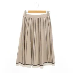 アプワイザーリッシェ Apuweiser-riche ストライプ柄フレアニットスカート ロング ミモレ 1 S ベージュ /SY ■OS