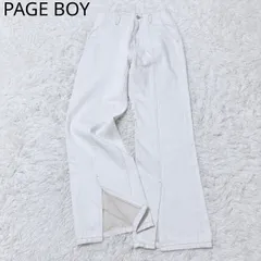 ページボーイ　フレアデニム　ハイウエスト　スリット　センターシーム　綿100%  カジュアル　シンプル　ホワイト系　サイズ26.M  Mサイズ相当