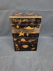 遊山箱 鎌倉彫徳島工芸品 3段重ね重箱 うさぎ 三段重 昭和レトロ 重箱