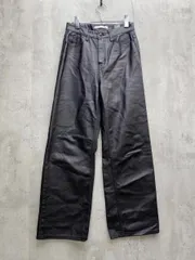 by muni:r バイ ムニール ハイウエストレザーライクストレート パンツ sizeM/黒 ◇■レディース