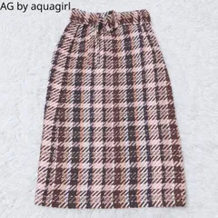 エージーバイアクアガール　フレアスカート　チェック柄　レース　ツイード　総柄　Aライン　フェミニン　カジュアル　配色