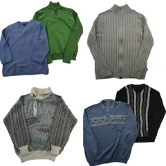 古着卸 まとめ売り セーター MIX 6枚セット (メンズ M ) ハーフジップ クルーネック ニットポロ ストライプ 中古 古着 ND5103