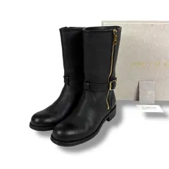 ジミーチュウ　JIMMY CHOO バイカーブーツ　BIKER　ショートブーツ　レザー　ブラック　黒　38サイズ