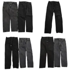 古着卸 まとめ売り RUSTLER ラスラー ブラックデニム パンツ 7枚セット (メンズ 34 /36 ) アメカジ フェード 中古 古着 ND5165