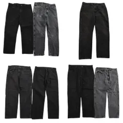 古着卸 まとめ売り RUSTLER ラスラー ブラックデニム パンツ 7枚セット (メンズ 38 /40 ) フェード グレー 中古 古着 ND5163