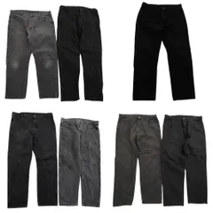 古着卸 まとめ売り RUSTLER ラスラー ブラックデニム パンツ 7枚セット (メンズ 40 ) テーパード フェード 中古 古着 ND5162
