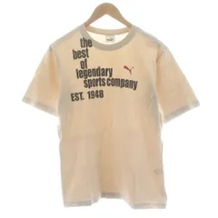 プーマ PUMA Tシャツ カットソー ベージュ 半袖 プリント クルーネック O /KU ■GY61