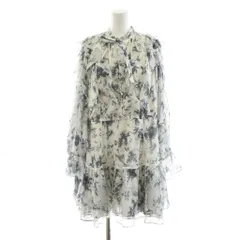 スナイデル SNIDEL プリントフリルミニワンピース ミニ丈 長袖 花柄 1 白 ホワイト 紺 ネイビー SWFO245053 /AN59 ■BM