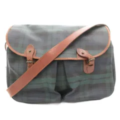 ポロ ラルフローレン POLO RALPH LAUREN ヴィンテージ ブラックウォッチ ショルダーバッグ メッセンジャー 斜め掛け クロスボディ チェック PVC レザー 革 黒 ブラック 緑 グリーン /GV ■GY18