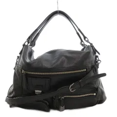 サザビー SAZABY ハンドバッグ ショルダー 2WAY 斜め掛け レザー シボ革 黒 ブラック /GV ■GY05