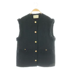 ユナイテッドアローズ UNITED ARROWS ファンシーツイード ノーカラーベスト 36 ダークネイビー /DF ■OS