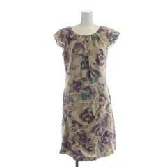 ローラアシュレイ LAURA ASHLEY ノースリーブワンピース 総柄 花柄 麻 リネン 9 マルチカラー ■GY58 /MQ