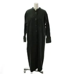 アーバンリサーチ ドアーズ URBAN RESEARCH DOORS コーデュロイシャツワンピース M グリーン 無地 ロング丈 バンドカラー 長袖 /JP