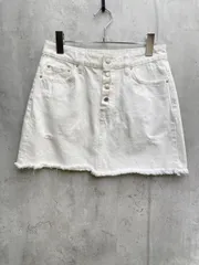 ZARA ザラ ダメージ加工 カットオフ ボタンフライ ミニ デニムスカート sizeUSA S/白 ■◆レディース