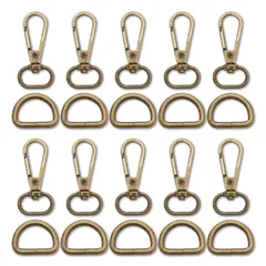 dかん 20mm ナスカン セット [４色] レザークラフト バッグ 「ショルダーベルト金具などに使用できるDカンとナスカンのセットです♪」 ハンドメイド パーツ レバーナスカン ワンタッチキーホルダー金具 【KRM】 (アンティーク [アンティークゴールド]