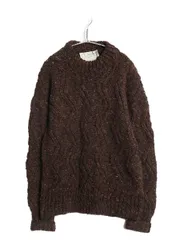 【お得なクーポン配布中!】 90s アイルランド製 ★ Stone Circle アラン ニット セーター メンズ M 程/ オールド ハンドメイド 手編み ケーブル フィッシャーマン 茶