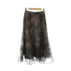 ジャスグリッティー JUSGLITTY 23AW ラインフラワーフロッキースカート フレア ロング 0 グレー /HK ■OS