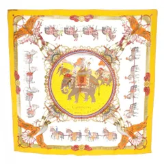 エルメス HERMES スカーフ カレ90 CAPARACONS DE LA FRANCE ET DE LINDE 馬かざり シルク ホワイト イエロー /YO8 ■OH