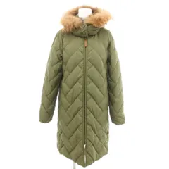 クロコダイル CROCODILE ダウンコート ミドルハーフ丈 M 緑 グリーン フード ファー /NL ■GY58