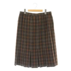 レリアン Leilian ウール チェック スカート フレア ミモレ ロング 13+ 茶 ブラウン /AT ■OS