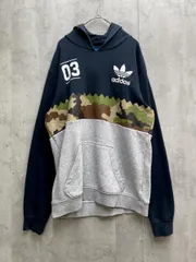 adidas アディダス AH9742 裏毛 プルオーバー パーカー セレイテッド フーディー スウェット size095(173cm)/黒ｘカモ ◇■メンズ