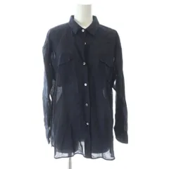 セオリーリュクス theory luxe シャツ 長袖 麻 リネン 胸ポケット 38 M 紺 ネイビー /KW ■GY60