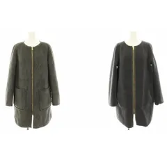 クミキョク 組曲 KUMIKYOKU ノーカラーコート フェイクムートン ボア リバーシブル ジップアップ ロング S3 グレー CMW2LW0410 /HN