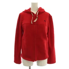 バーバリーブルーレーベル BURBERRY BLUE LABEL ジップアップパーカー 上着 M 赤 フード付き 長袖 ロゴ刺繍 /JP