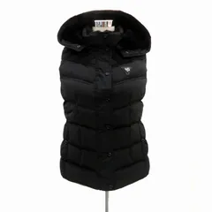 ゲス GUESS ダウンベスト ジャケット ミドル丈 ワンポイント フェイクファー M 黒 ブラック /HO17 ■GY01