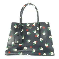 ケイトスペード KATE SPADE エヴァスモールサッチェル ハンドバッグ 2way ショルダーバッグ PVC レザー 革 花柄 ロゴ 紺 ネイビー /CK11 ■GY17
