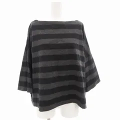 トラディショナルウェザーウェア Traditional Weatherwear ニット セーター ボートネック 七分袖 ボーダー ウール S 黒 ブラック グレー /GV ■GY39