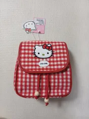 (新品) Sanrio ハローキティ レッド ウール CHECK バックパック バッグ