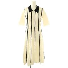 エム マーリエ ル カセット M Maglie le cassetto シック&モードな前ジップニットワンピース ロング 半袖 5 ホワイト /HK ■OS