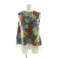 ダイアグラム グレースコンチネンタル Diagram GRACE CONTINENTAL マルチフラワーシフォン ノースリーブトップス 36 黒 ブラック 花柄 マルチカラー ラウンドネック /AG ■OS