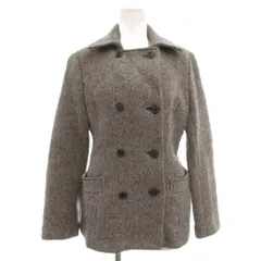 ナチュラルビューティーベーシック NATURAL BEAUTY BASIC ツイード コート ジャケット ウール L グレー ダブルブレスト 長袖 /RG ■GY60