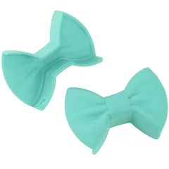 リボン型 シリコン製 鍋つかみ 耐熱 ミトン かわいい キッチン コンパクト 耐熱手袋 オーブン 水色 水洗いOK 食洗機対応 台所用品 なべつかみ プレゼント (水色) [水色]