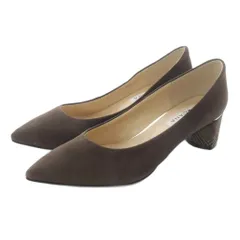 ダイアナ DIANA パンプス スエード ポインテッドトゥ チャンキーヒール 25cm 茶色