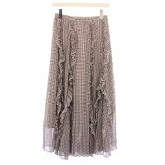 スナイデル SNIDEL フレアスカート マキシ ロング フリル 千鳥格子 総柄 1 茶 ブラウン 黒 ブラック /BB