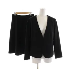 ナチュラルビューティーベーシック NATURAL BEAUTY BASIC スーツ セットアップ ノーカラージャケット フレアスカート ひざ丈 S M 黒 ブラック /RR