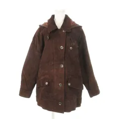 メルローズ MELROSE スエードジャケット 中綿 ラム 本革 ステンカラー フーディー オーバーサイズ 茶 ブラウン /AH8 ■GY18のサムネイル