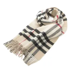 バーバリー BURBERRY マフラー ストール フリンジ ノバチェック メリノウール カシミヤ混 ベージュ /FF
