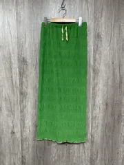 mi via loca シャーリング ボーダー Iライン タイト ロング スカート sizeF/緑 ■◆ レディース