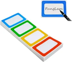 FungLam 名前ラベル カラーラベル 手書きステッカー 防水 分類用 200枚入 (緑，青，黄,  8.9cm x 5.7cm)