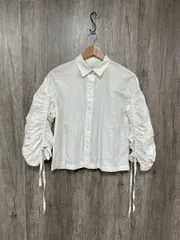 ADAM ET ROPE' アダムエロペ ドロストギャザースリーブ ブラウス シャツ sizeF/白 ■◇ レディース