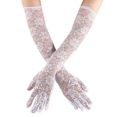 [Big Tree] レース 手袋 ロング ウェディンググローブ 50cm レースグローブ (ホワイト) [ホワイト]