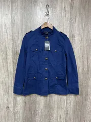 美品 LAUREN Ralph Lauren ラルフローレン タグ付 定価32000円 金ボタン ミリタリー ジャケット size2/青 ◆■◎レディース