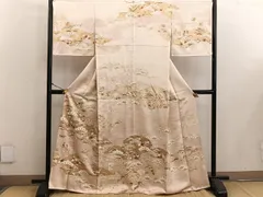 平和屋着物●極上　銀座きしや　訪問着　シダ　海老茶色地　金彩　たとう紙付き　逸品　CYAA4019s6 平和屋着物○極上 銀座きしや 訪問着 シダ 海老茶色地 金彩 たとう紙