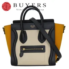 【中古】 セリーヌ ハンドバッグ ナノラゲージ レザー ブラック アイボリー イエロー ショルダー ミニ レディース 女性 CELINE