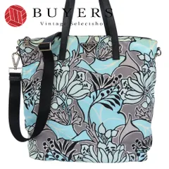 【中古】 プラダ トートバッグ BR4696 ナイロン レザー ブルー系 グレー ブラック 2WAY 斜め掛け 肩掛け 三角プレート 花柄プリント レディース 女性 PRADA